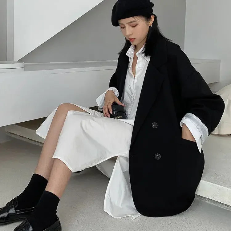 Marynarka Teresa dwurzędowa oversize – czarna