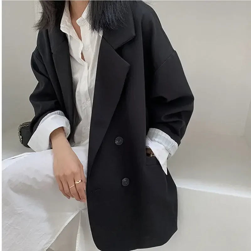 Marynarka Teresa dwurzędowa oversize – czarna