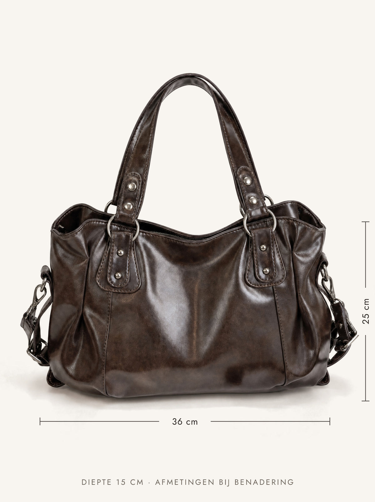 Wymiary torebki Zuzanna: ok. 36 × 25 × 15 cm