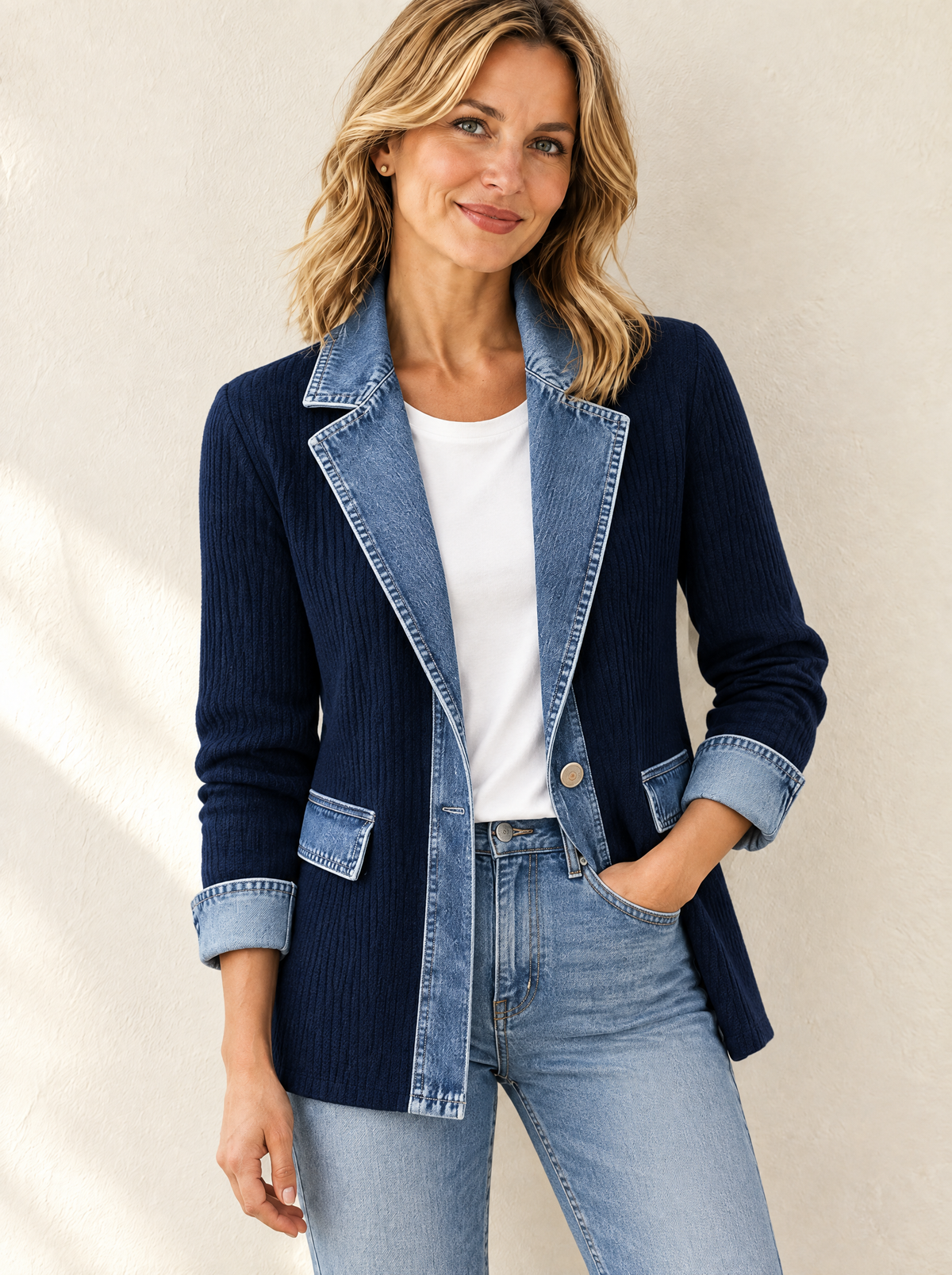 Kurtka Klara w kolorze granatowym z detalami w stylu jeansu