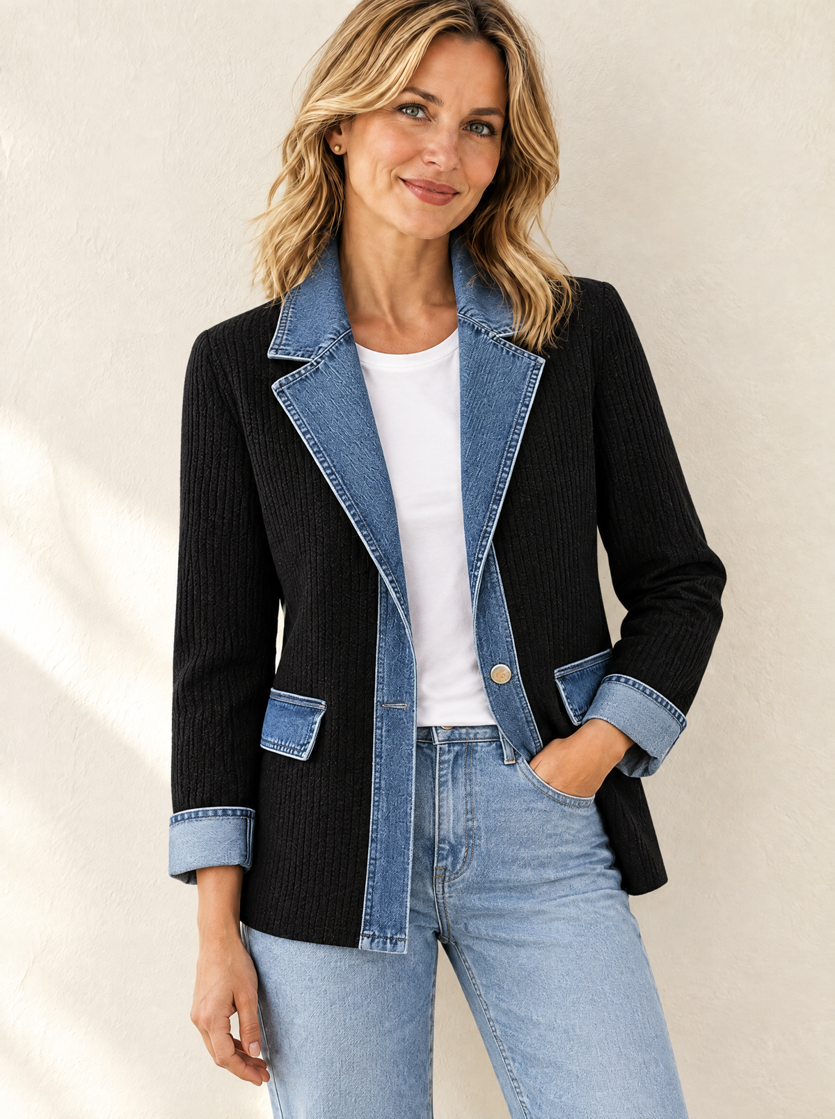 Kurtka Klara w kolorze czarnym z detalami w stylu jeansu