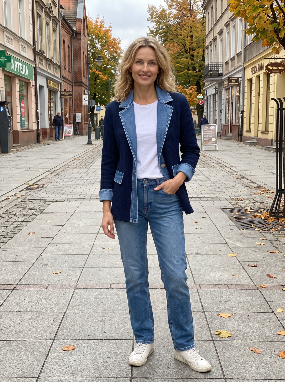 Kurtka Klara z detalami w stylu jeansu
