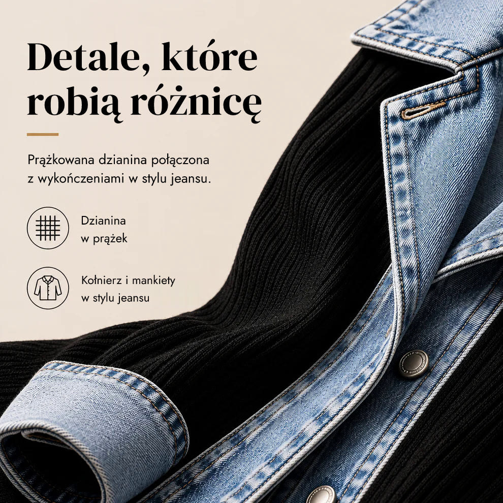 Kurtka Klara – detale dzianiny i kołnierza