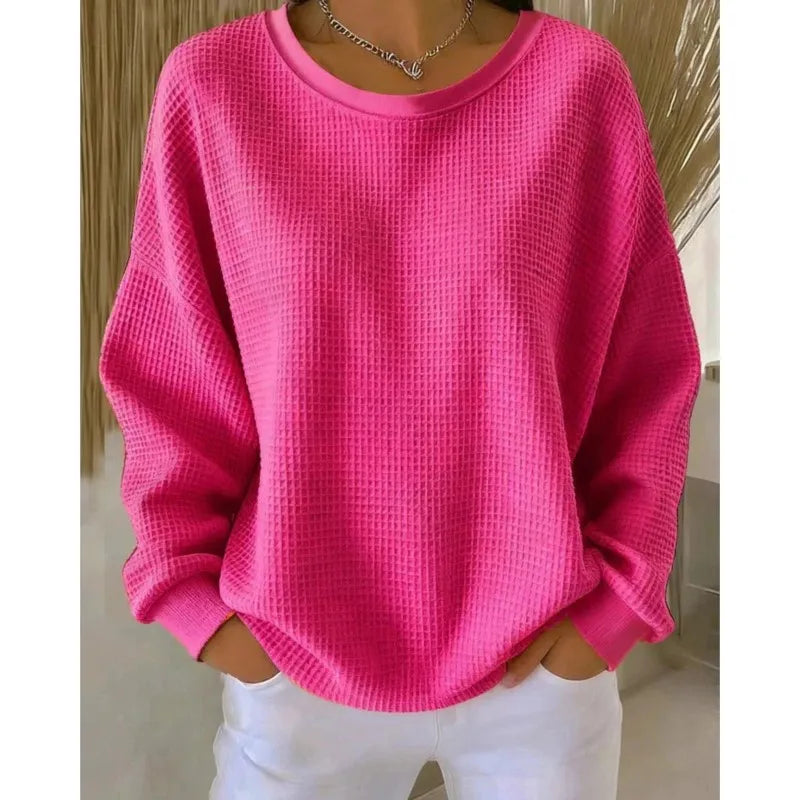 Sweter Beata w wafelkowy splot – fuksja